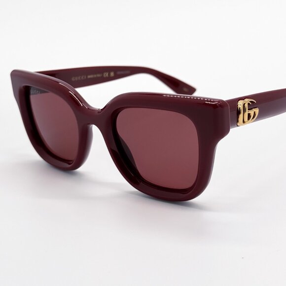 NEW GUCCI GG1828S 003 WOMEN SHINY SOLID BURGUNDY SUNGLASSES GUCCI - Picture 8 of 13